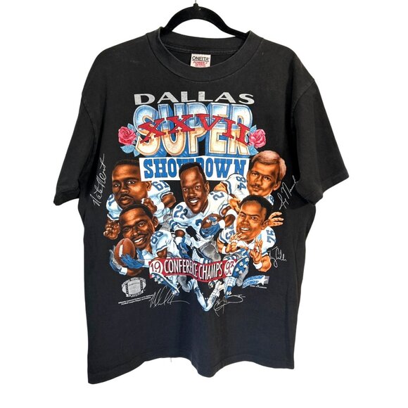 Vintage Dallas Cowboys Super Bowl XXVII Black T-Shirt L 42-44 Oneta Power-T Made - Picture 1 of 6